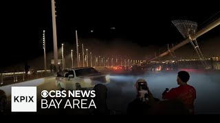 Raw: Sideshow shuts down all eastbound traffic on Bay Bridge