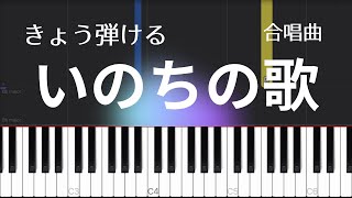 いのちの歌（簡単ピアノ）合唱曲・まなかな竹内まりや・ゆっくり・ 初心者向け練習用・初級Tutorial