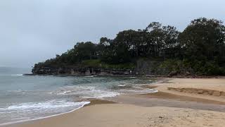 Rainy Day at the Beach | Stormy Weather Ocean Waves, Water Flowing & Rain Sounds for Sleeping Deeply