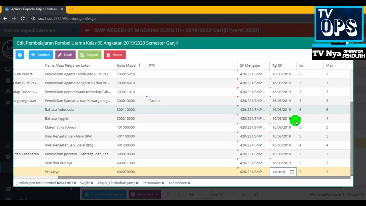 CARA MENGISI JAM PEMBELAJARAN PADA APLIKASI DAPODIK VERSI 2020 - YouTube