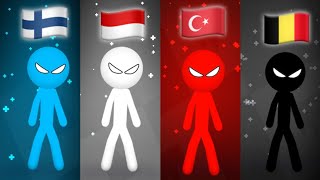 Indonesia vs Finland vs Turkey vs Belgium in the game Stickman Party | INTERNATI