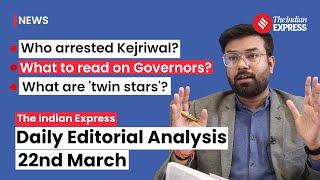 Indian Express Editorial Analysis | 22 March 2024 | UPSC Current Affairs 2024 | Indian Express