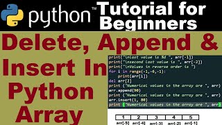 Delete Append and Insert in Python Array | Learning Python #codinginpython #arraysinpython #arrays