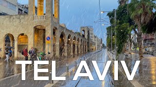 Tel Aviv old railway station | Evening walking in the rain in Neve Tzedek | Rothschild Boulevard