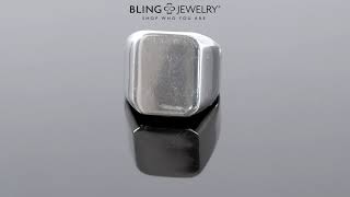 Simple Mens large Engravable Rectangle Signet Ring 925 Sterling Silver