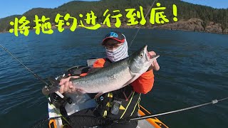 摩托艇拖钓三文鱼 - 用抄网篇 Trolling for Salmon on my Sea Doo Fish Pro using net to land fish