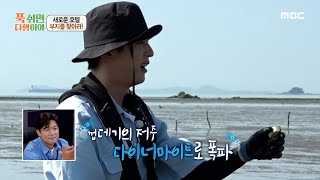 [푹 쉬면 다행이야] 무대 위에선 슈퍼 스타인 내가 무인도에선 갯벌 신인?! 신인의 자세로 무한 굴삭한 끝에 동죽 획득한 BTS 진🎉, MBC 240826 방송