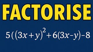 Factorise 5(3x+y)² +6(3x+y) -8 | Factorization| CBSE/ICSE BOARD