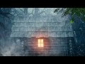 goodbye stress to sleep instantly with heavy rain u0026 thunder on witch s roof in forest at night