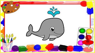 How to Draw A Whale | Drawing Lesson for Kids | Step By Step | Easy drawing a whale