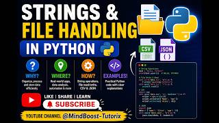 Python Tutorial: Strings + File Read/Write + CSV + JSON 🔥