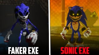 NEW Sonic.EXE Vs Faker EXE Comparison In Pillar Chase 2 XMAS