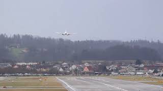 Landings \u0026 Go Arounds at Zurich Airport during storm \