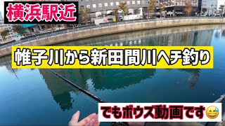 横浜駅近／帷子川から新田間川ヘチ釣り(でもボウズ動画です)