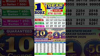 Dear lottery live result 14/1/25 #dearlotterylive #shorts