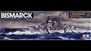 Обзор,что в коробке немецкий линкор Bismarck от Tamiya масштаб 1/350