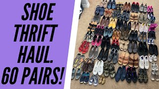 We bought about 60 pairs of shoes to sell for profit!