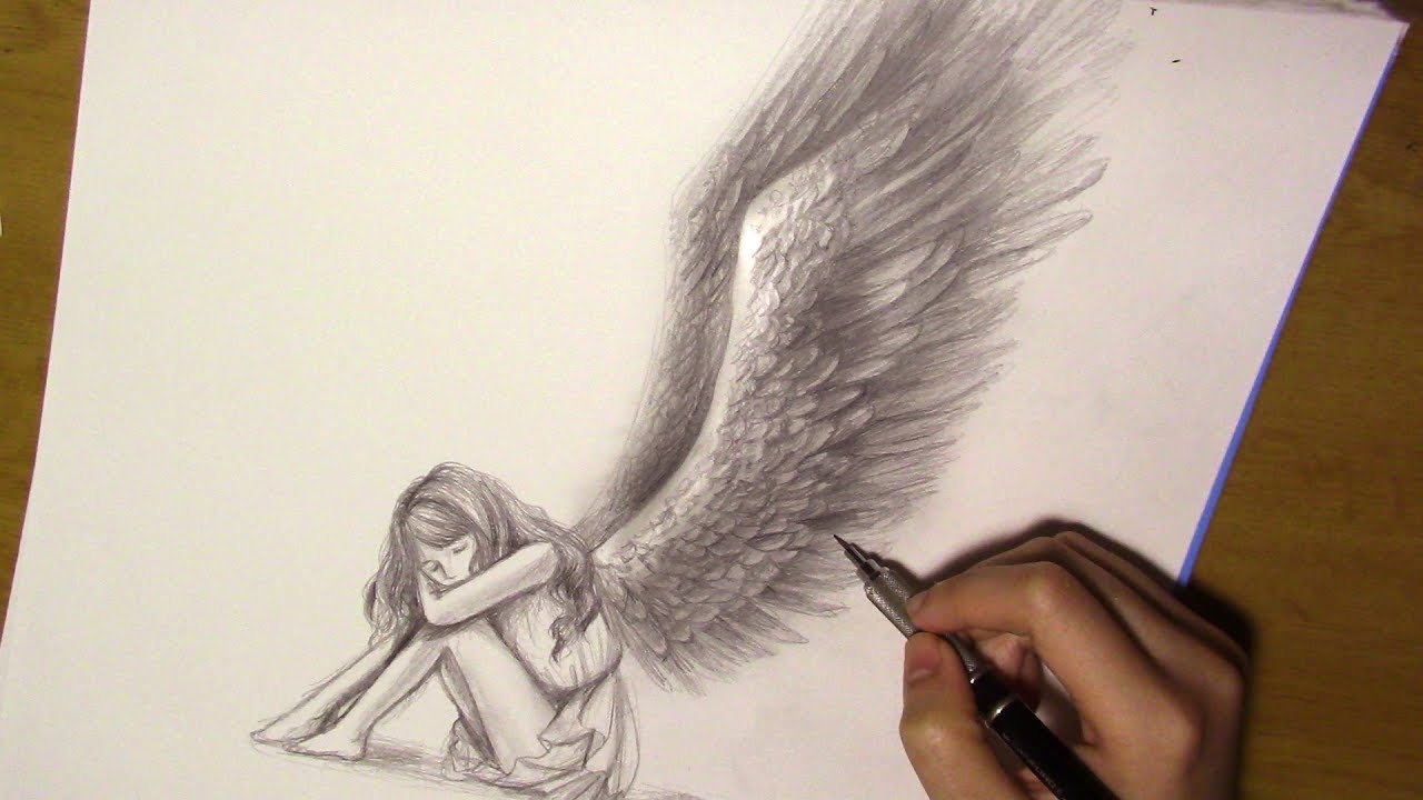 How To Draw Someone Falling With Wings