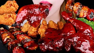 ASMR KOREAN CHICKEN, FIRED CHICKEN, GRILLED CHICKEN 직접만든 치킨, 통다리구이, 닭껍질 먹방 EATING SOUNDS MUKBANG