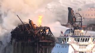 Oil rig fire in Caspian Sea 2