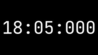 Countdown timer 18 minutes, 5 seconds [18:05:000] - White on black with milliseconds