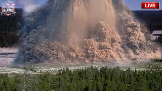 Horrible Today: Recorded Live, Yellowstone Explodes! Tourists Run As Geysers Destroy The Land