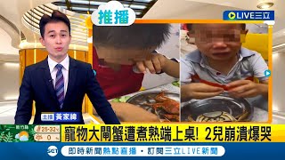 好殘忍！寵物大閘蟹遭父煮熟端上桌 逼兄弟倆吃下肚問口味如何 2兒崩潰爆哭引網友批評│【LIVE大現場】20220929│三立新聞台