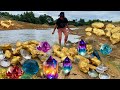 Great Finding Natural Gold, Diamond Amethyst. Diamonds, Quartz Crystal at the mountain