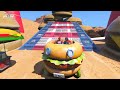 motorcycles with spiderman and heroes destroy the giant burger