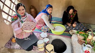 IRAN Village Daily Life! Kidney Beans Stew and Baking Local Bread in Tandoor