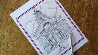 Easy Kedarnath Temple drawing/How to draw Kedarnath temple easy steps for beginners