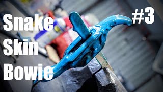 Forging A Big Knife From Ball Bearings: FINISHING The Snake Skin BOWIE!! Blacksmithing, Knifemaking