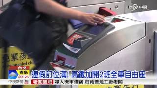 【中視新聞】連假訂位滿! 高鐵加開2班全車自由座20150923