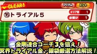 金剛連合勢コーチ３を狙え！！ステージ15金銀袋厳選のやり方解説！【冥界トライアル】