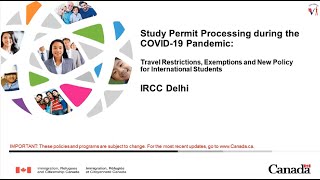 IRCC Webinar October 27th 2020 | Updates on AIP / Study Permit | Q and A on travel