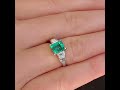 vintage 1950 s natural no oil colombian emerald diamond step cut platinum ring. wd dup 02