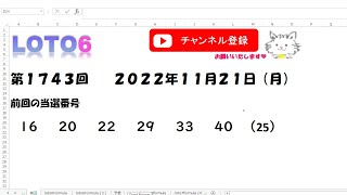 予想数字第1743回LOTO6ロト６2022年11月21(月)HiromiTV