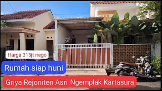 Dijual Rumah siap Huni. Harga 315jt.  di Perum Griya Rejoniten Asri. Ngemplak Kartasura jateng.