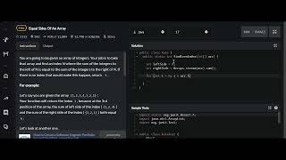 Equal Sides Of An Array - Codewars - 6 kyu (JAVA)