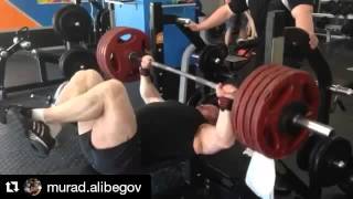 225kg/495lbs x 5 Bench Press w/o feet support - Murad Alibegov