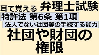 【特許法：特6-1】第6条 法人でない社団等の手続をする能力  第1項 社団や財団の権限【耳で覚える弁理士試験-自分用】