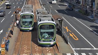 広島電鉄1000形1003号　6号線江波駅行き本川町電停到着(2024/7/26)