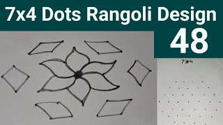 black marker designs / dot rangoli / rangoli / 7*4 dot rangoli / flower rangoli / simple rangoli