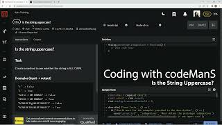 Codewars 8 kyu Is the String Uppercase? Javascript