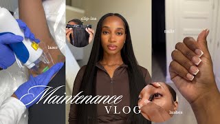 Maintenance Vlog | How To Feel More Put Together. Clip-ins + Nails + lashes + laser hair removal