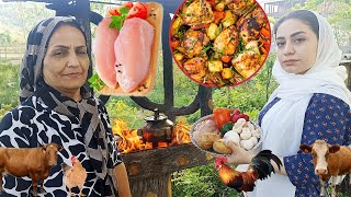 Rural Life:Special chicken breast rural Life delicious recipe in nature on sadj ♣ village cooking