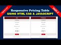 price table html css javascript tutorial-part 2 || Responsive Pricing Table