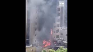 بيروت.. حريق ضخم بفندق في منطقة الروشة