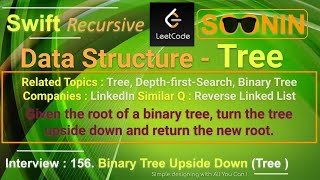 Interview, Swift, Tree, leetcode, 156. Binary Tree Upside Down with Recursive solution (LinkedIn)