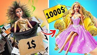 貧しい人形が金持ちのバービープリンセスへ👸 驚くべきメイクオーバー変身とハック